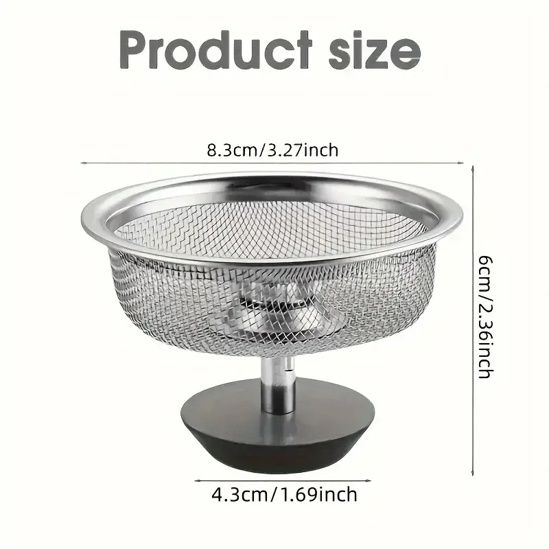 Commercial Kitchen Bin - 2 セットキッチンシンクストレーナーハンドル & ストッパー交換排水バスケットステンレス鋼メッシュフィルター廃棄物穴