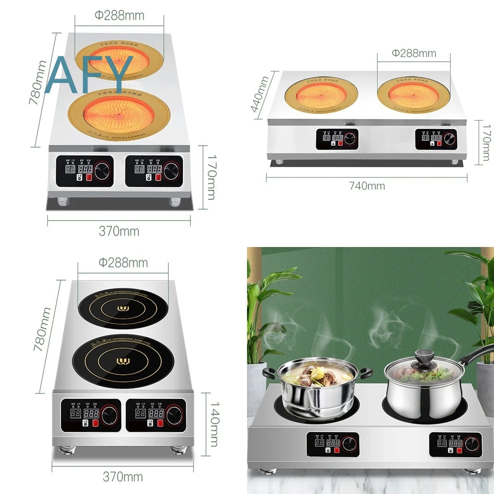 Commercial Kitchen Zones - 業務用誘導調理器 レストラン厨房用 2口 3500W デュアルゾーン フラットサーフェス