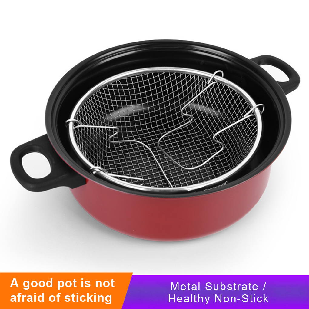 Commercial Kitchen Pots And Pans - ディープフライポットアパートフライヤーノンスティックポットチップパン調理ツール24センチメートル