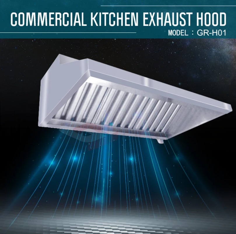 Commercial Kitchen Range Hood - 業務用厨房排気フード、ステンレス製、カスタマイズ可能、グレース、商業施設、ホテル、レストラン向け、電気式、シルバー