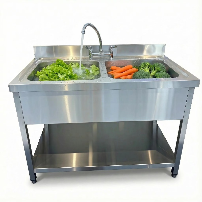 Commercial Kitchen Zones - バー、レストラン、キッチン、ホテル、家庭用業務用3ゾーンステンレスシンクテーブル