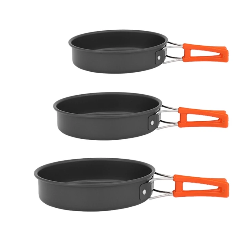 Commercial Kitchen Pots And Pans - 収納バッグ付きポータブルフライパン、焦げ付き防止の鳩、軽量グリルパン、キャンプ、旅行用の屋外調理器具