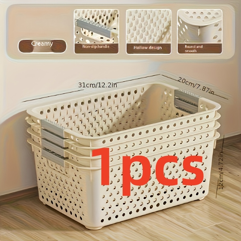 Commercial Kitchen Rack - 大容量のプラスチック製収納ボックス。オープングリッドデザインと滑らかなエッジが特徴です。頑丈で多目的に使えるオーガナイザーで、クローゼット、キッチン、バスルーム、寝室、オフィスに最適です。 頑丈な積み重ね可能なバスケット、棚用バスケット