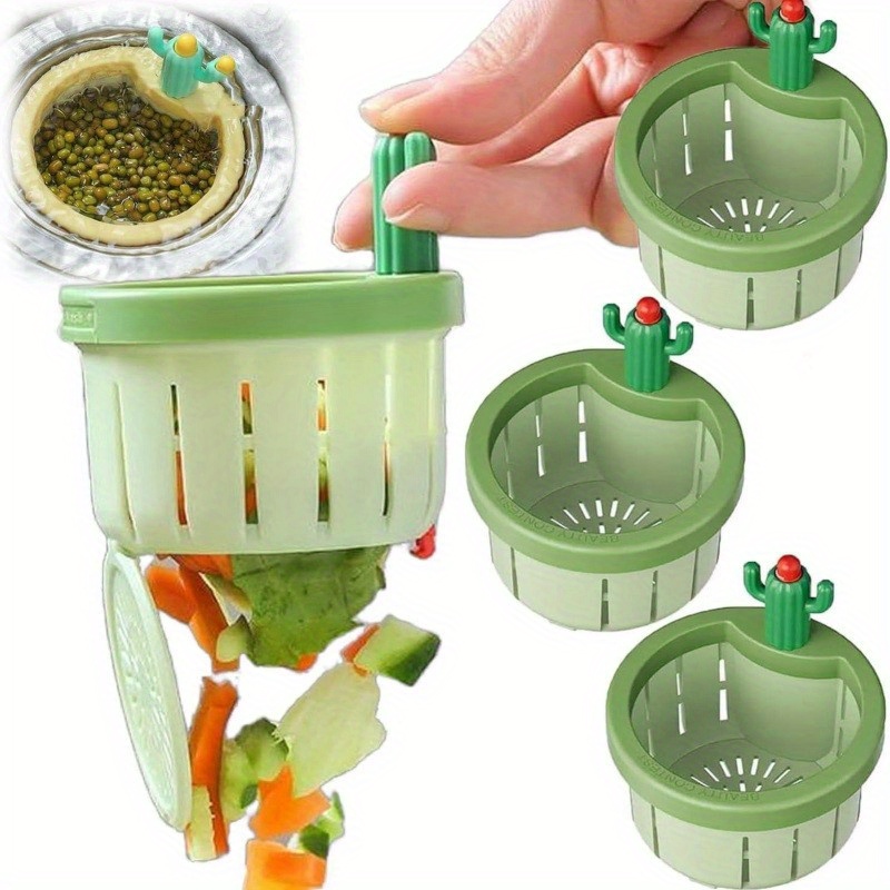 Commercial Kitchen Bin - 1-5 個サボテンシンク排水ストレーナープレス自動ダンプバスケット多機能使用フィルターネット浴槽キッチン廃棄物コレクター