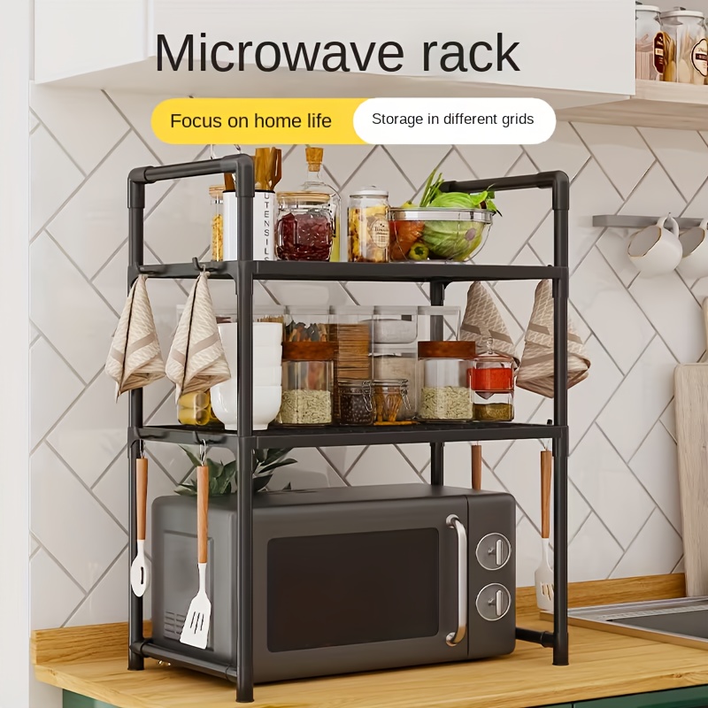 Commercial Kitchen Pots And Pans - 頑丈なキッチンベイカーズラック、フロアスタンド式電子レンジ台、2段収納棚オーガナイザー、エアフライヤー、鍋置き台