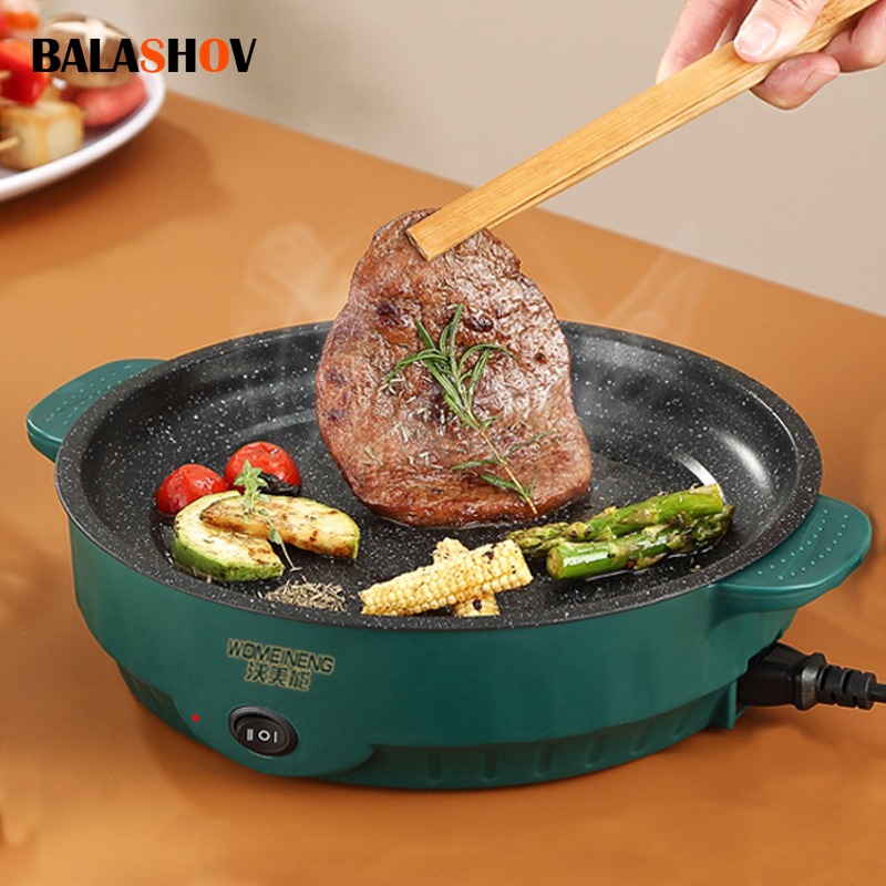 Commercial Kitchen Pots And Pans - 電気マルチクッカー電気フライパン 220V 家庭用バーベキュー揚げステーキ魚オムレツフライパンノンスティック調理機