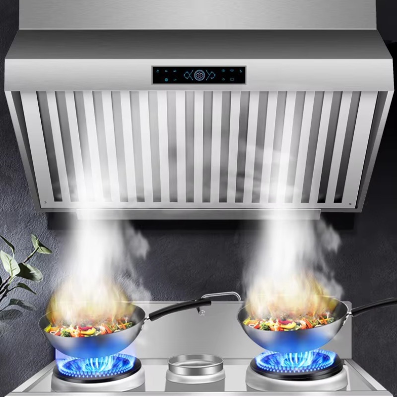 Commercial Kitchen Range Hood - 1.5mステンレス製排気フード業務用厨房レンジフードホテルダブルモーター大型吸排気レンジフードタッチ式