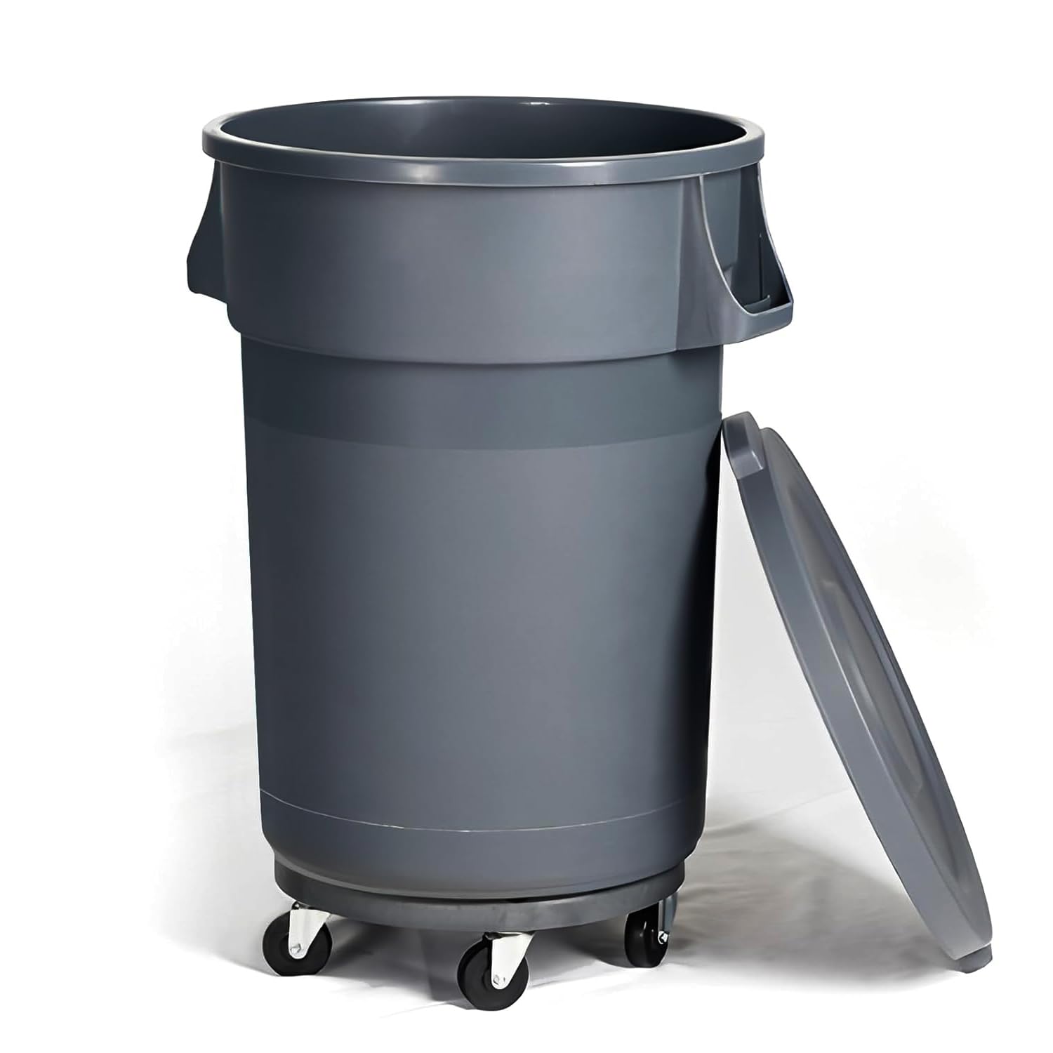 Commercial Kitchen Bin - 32ガロン屋外用ゴミ箱、頑丈な業務用ゴミ箱、蓋と回転式ホイール付き、キッチン、レストラン、中庭、庭用大型ゴミ箱、黒