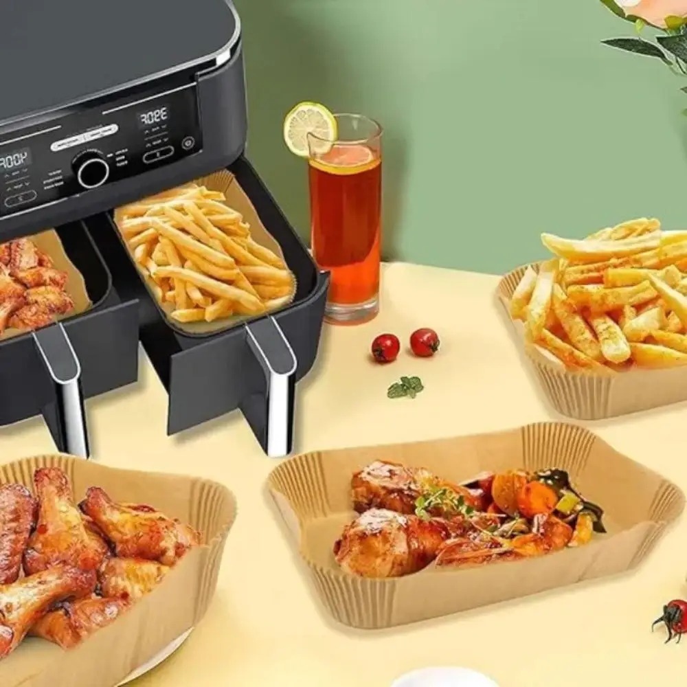 50/100 個使い捨てエアフライヤー紙長方形キッチンベーキ - Commercial Kitchen Pots And Pans のレビューと価格