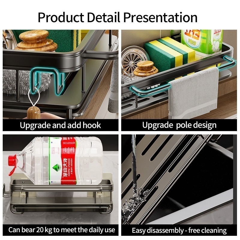 多機能キッチン棚、乾燥ラック、モップ収納、穴あけ不要の壁掛け - Commercial Kitchen Rack のレビューと価格