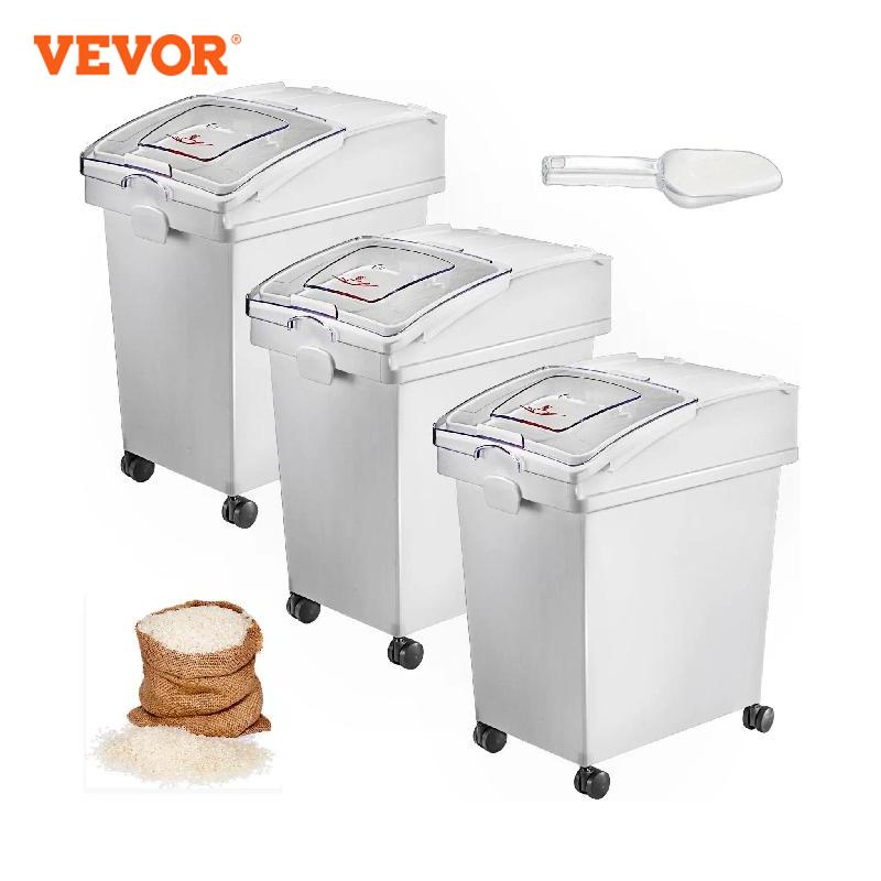 Vevor-スプーン付き防塵収納ビン、乾燥成分キャスター、レ - Commercial Kitchen Bin のレビューと価格