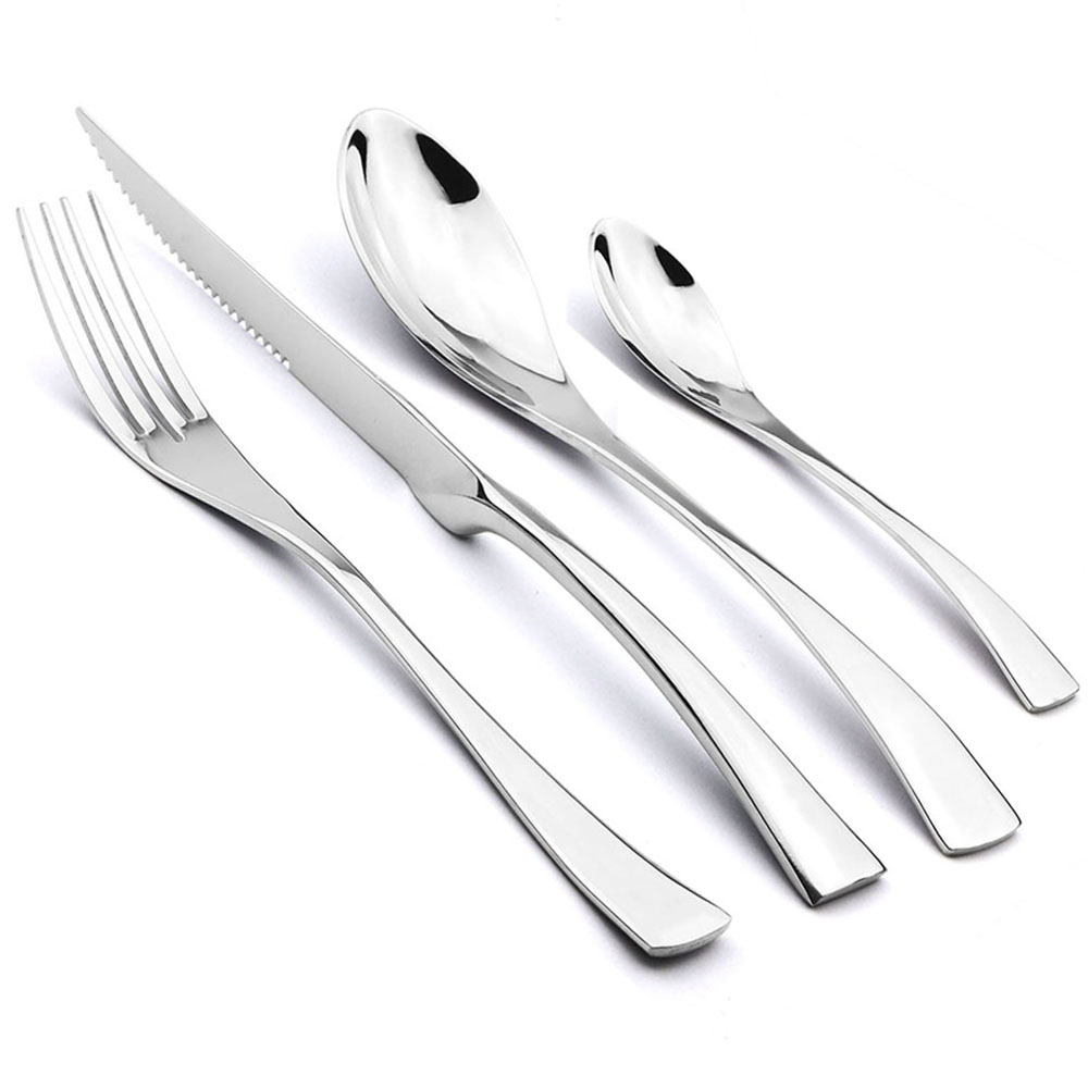 18/10ステンレス製食器,黒,4個,ステーキナイフ,フォー - Commercial Kitchen Knives のレビューと価格
