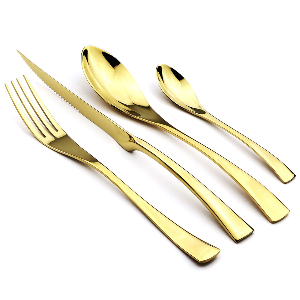 18/10ステンレス製食器,黒,4個,ステーキナイフ,フォー - Commercial Kitchen Knives のレビューと価格