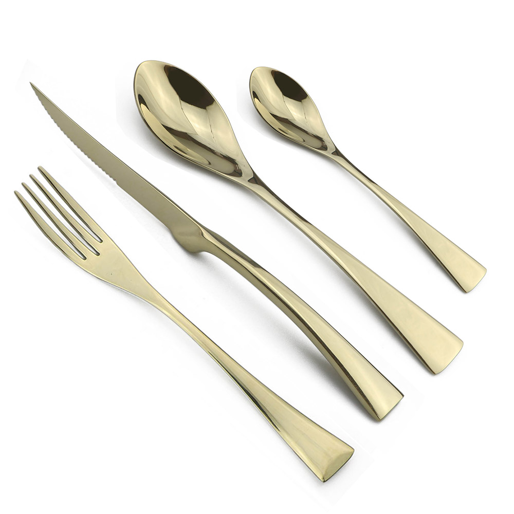 18/10ステンレス製食器,黒,4個,ステーキナイフ,フォー - Commercial Kitchen Knives のレビューと価格
