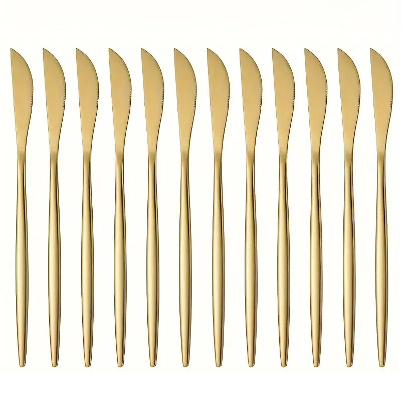 12 個 Golded ディナーナイフステンレス鋼食器西洋ス - Commercial Kitchen Knives のレビューと価格