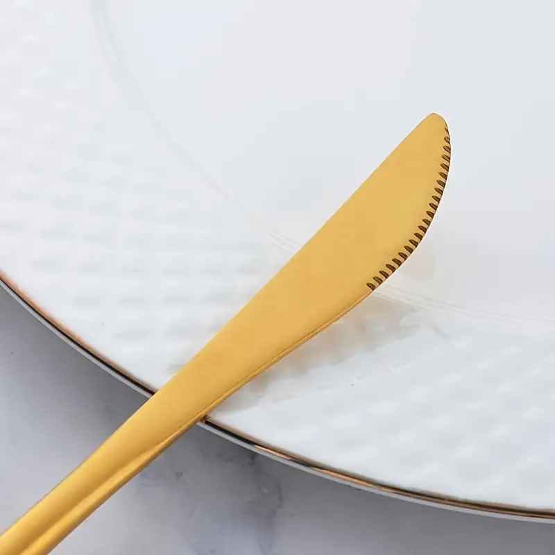12 個 Golded ディナーナイフステンレス鋼食器西洋ス - Commercial Kitchen Knives のレビューと価格