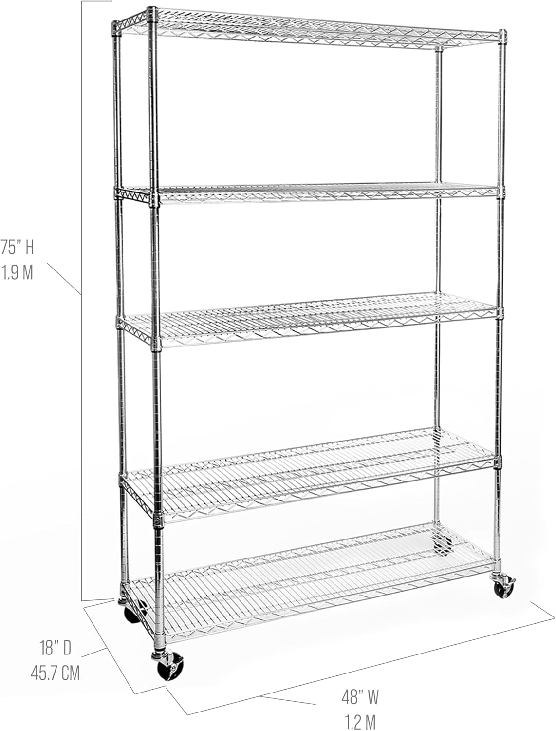 業務用5段スチールワイヤー収納ラック、頑丈な棚オーガナイザー - Commercial Kitchen Rack のレビューと価格
