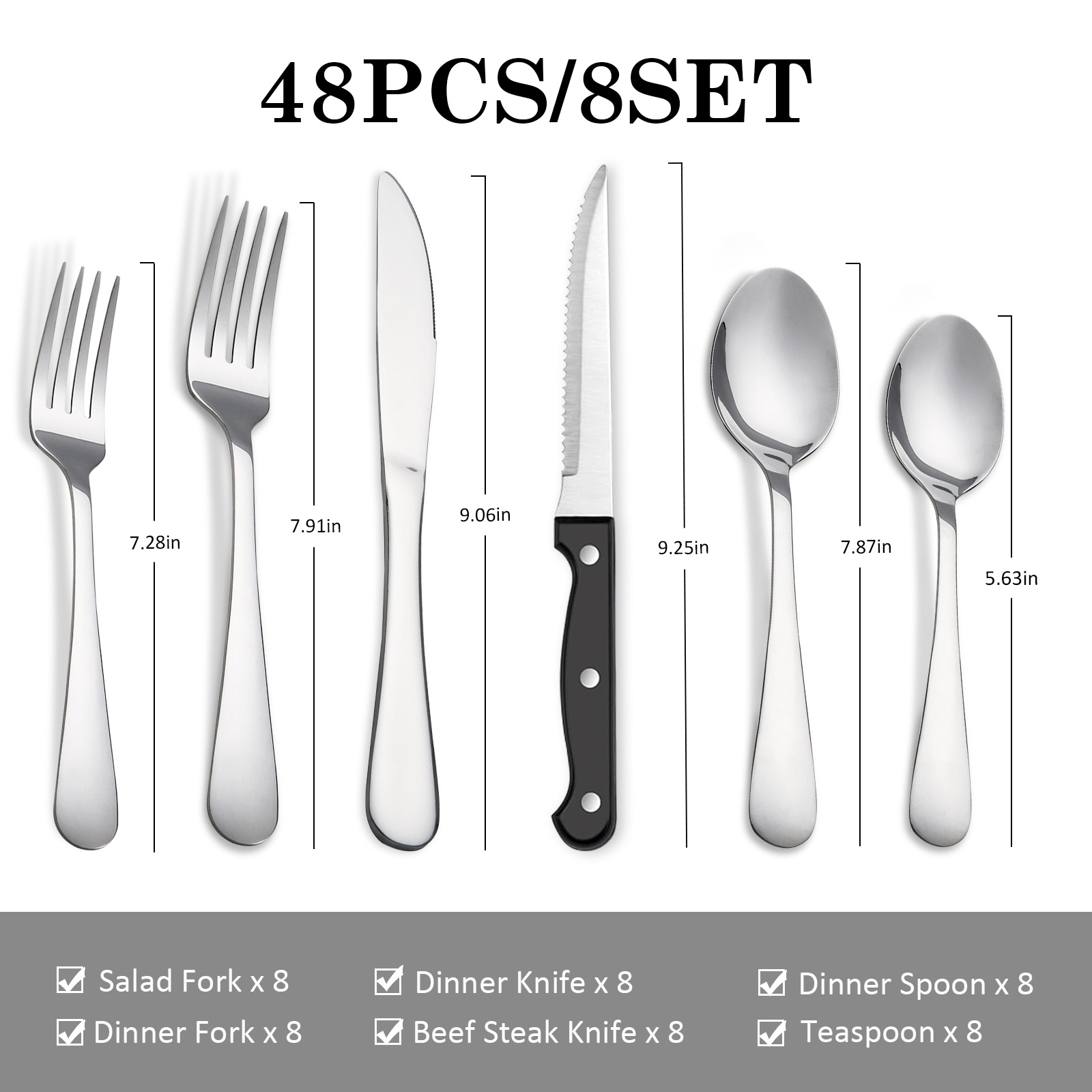 KOOMADE 48ピース ステンレス製カトラリーセット ス - Commercial Kitchen Knives のレビューと価格