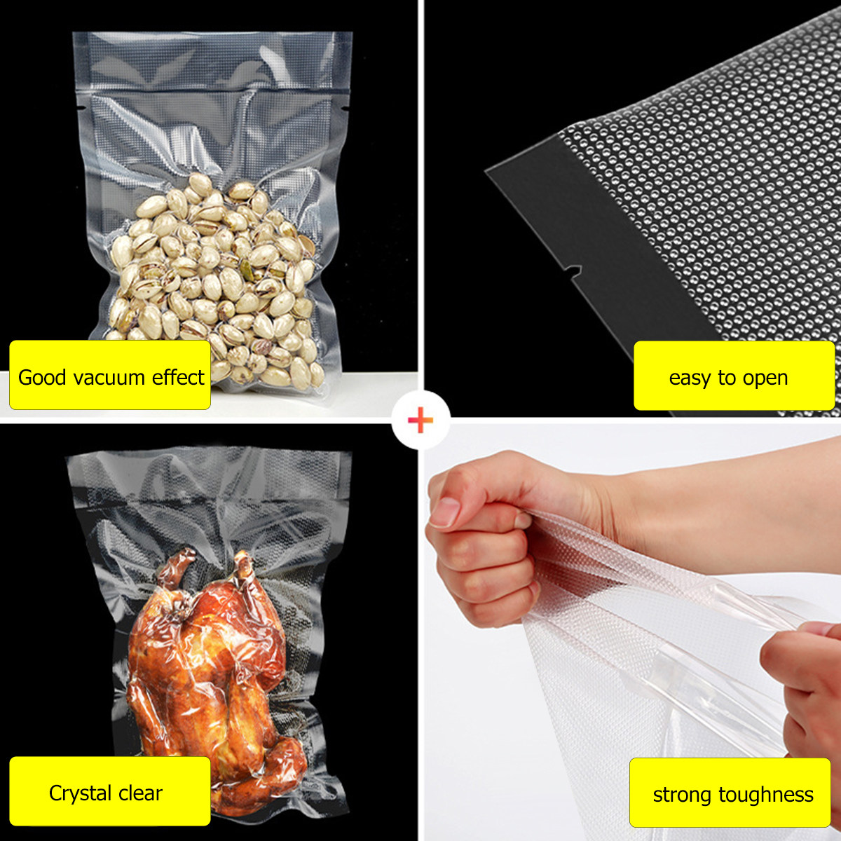 100枚入り透明ドットテクスチャ真空保存袋、業務用半自動シー - Vacuum Sealer のレビューと価格