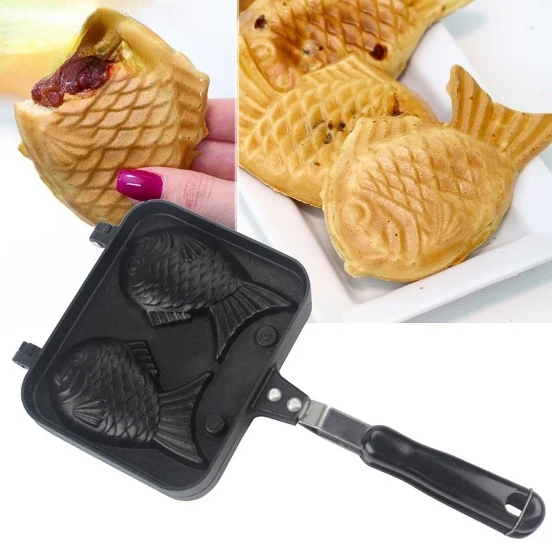 キッチン日本のたい焼きダブル魚の形のホットデザートワッフルケ - Commercial Kitchen Pots And Pans のレビューと価格