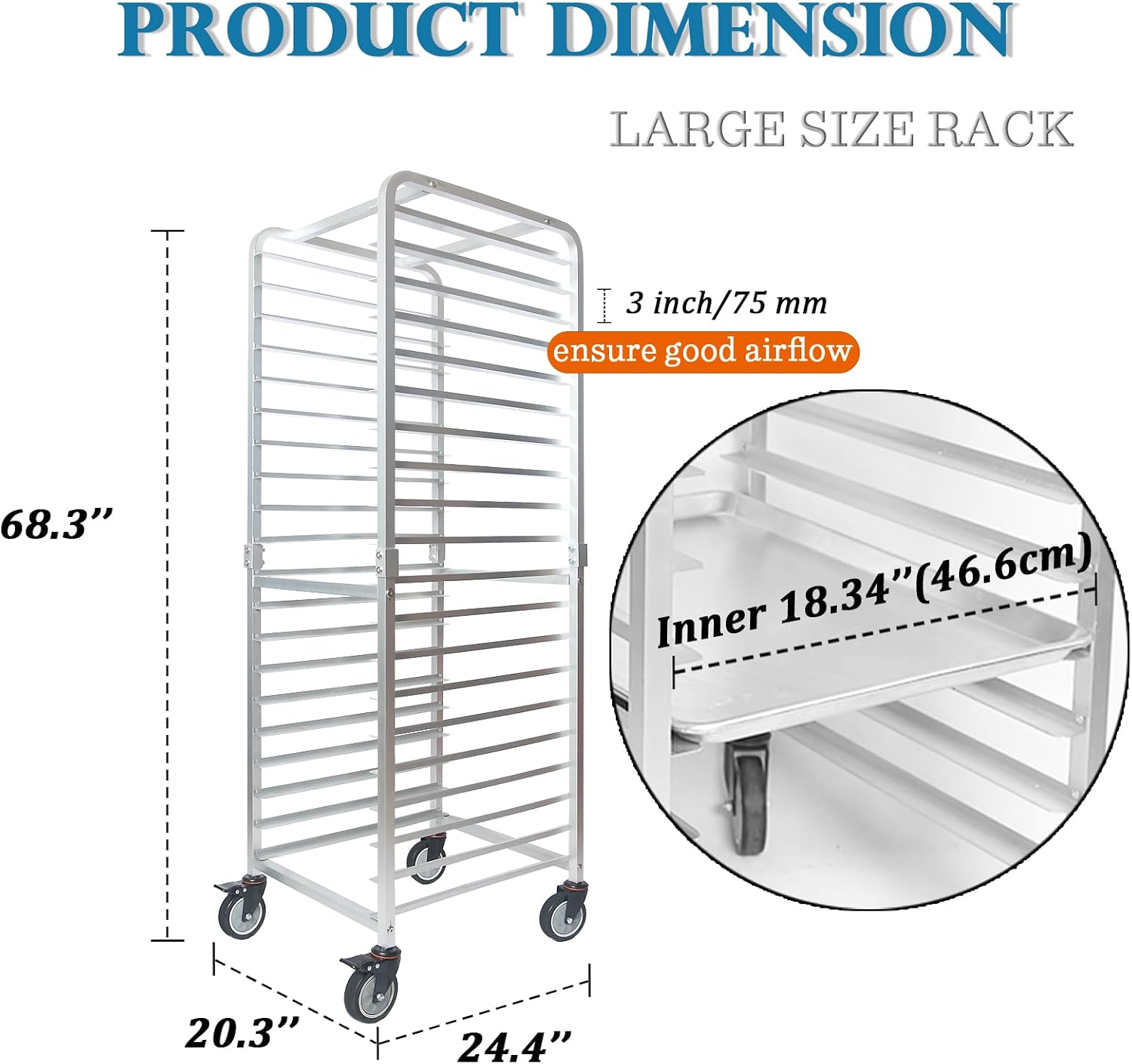 業務用20段ステンレス製シートパンラック（車輪付き）、移動式 - Commercial Kitchen Rack のレビューと価格
