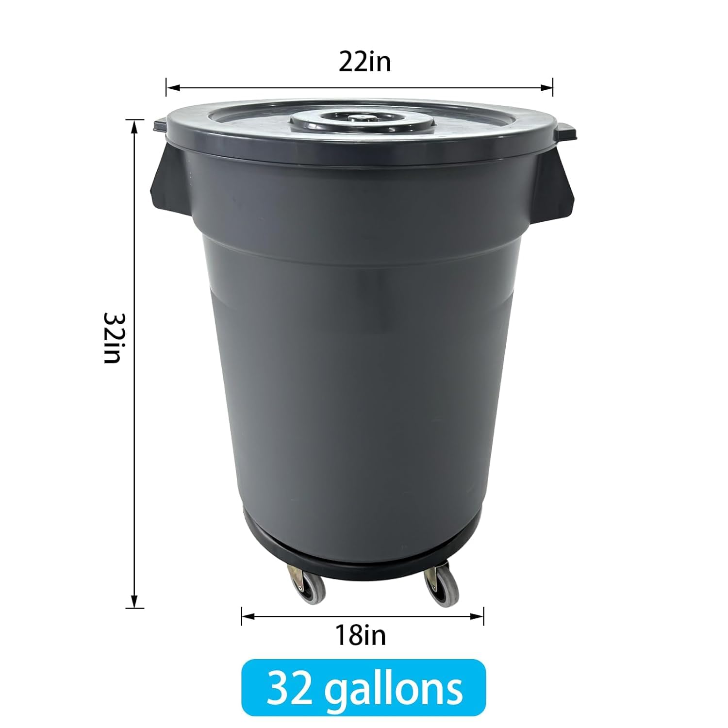 32ガロン屋外用ゴミ箱、頑丈な業務用ゴミ箱、蓋と回転式ホイー - Commercial Kitchen Bin のレビューと価格