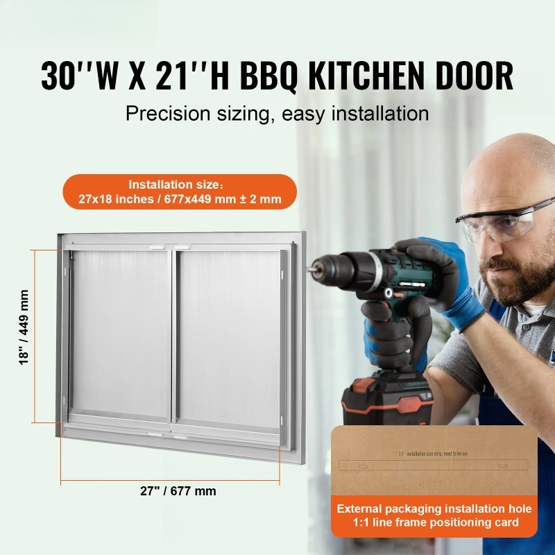 BBQアクセスドア ステンレス製 二重壁ドアパネル 屋外キッ - Commercial Kitchen Wall Panel のレビューと価格